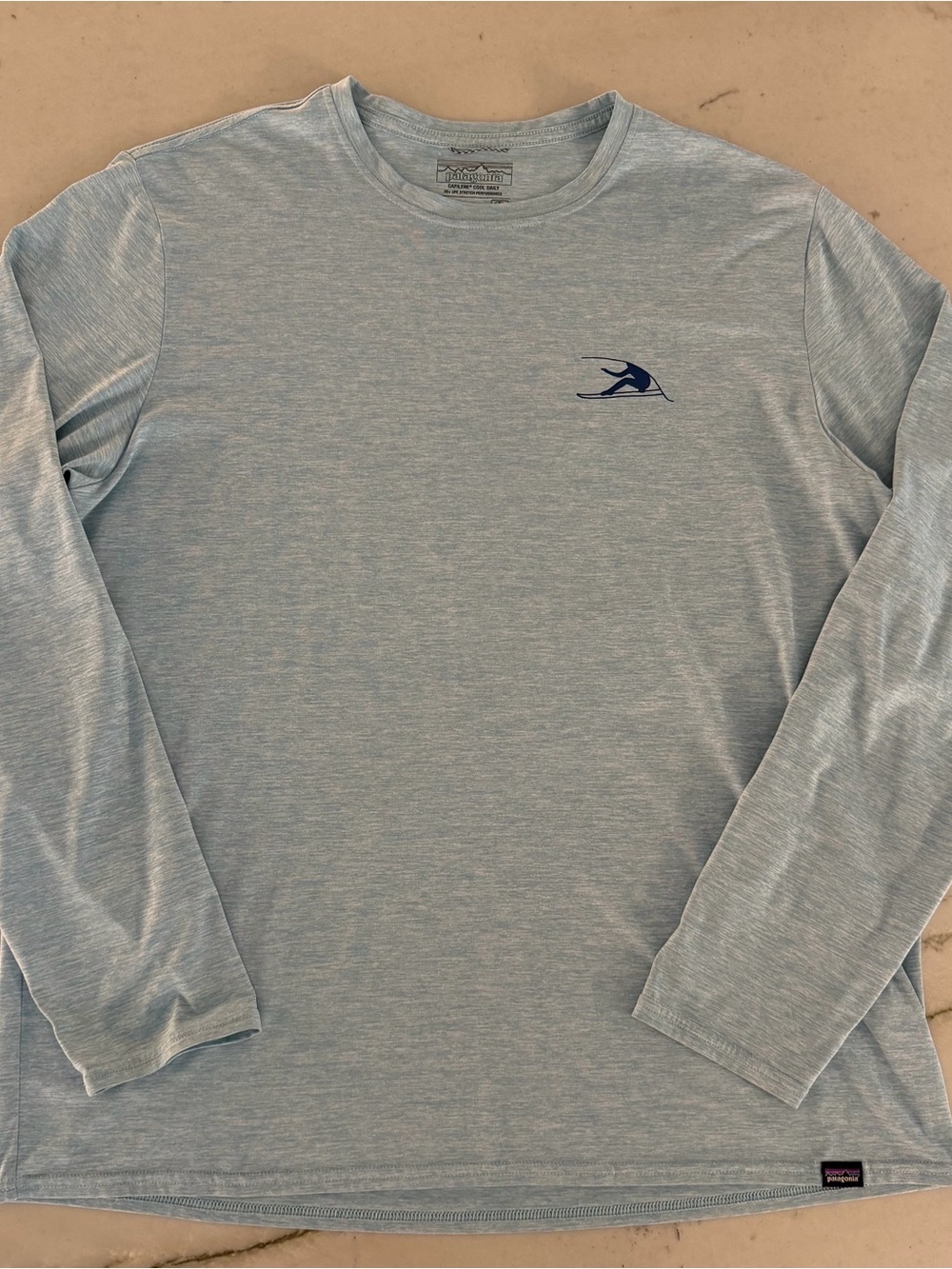 Patagonia Capilene Cool Daily Graphic Long SleeveShirt Mens L Blue Mountain Ski